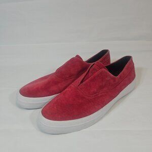 HUF Dylan Slip On Skate Sneakers Shoes Men Size 12 Red Suede Leather Low Top